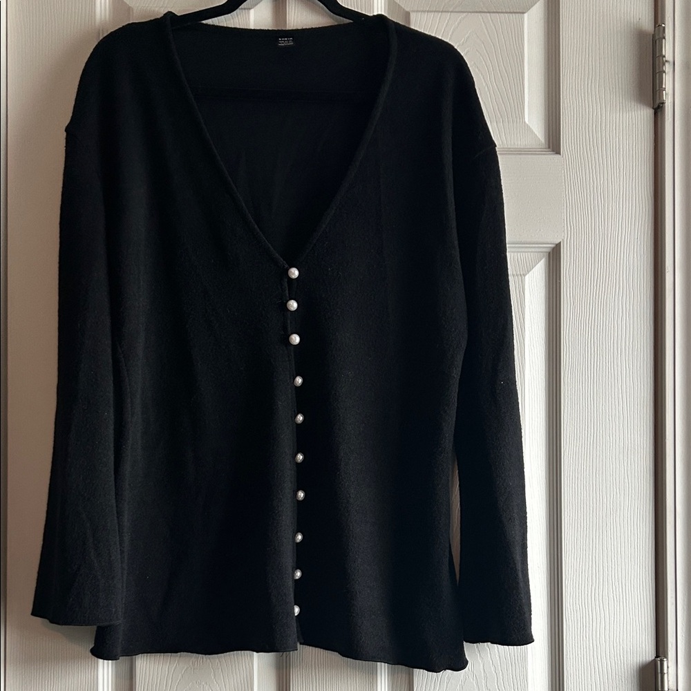 Black Cardigan with Pearl Buttons - Picture 2 of 16